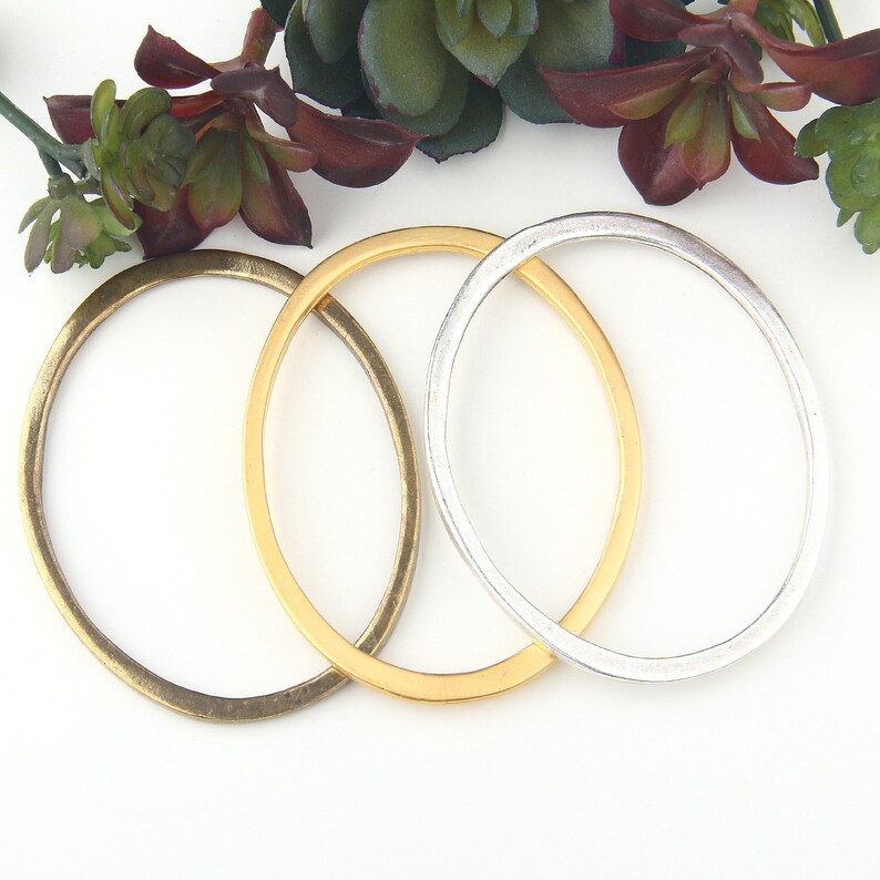 1 Large Oval Gold Pendant Connector Oval Link Link Etsy