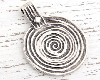 Großer runder Spiral Anhänger, 33,5 mm, 1 Stück // SP-249