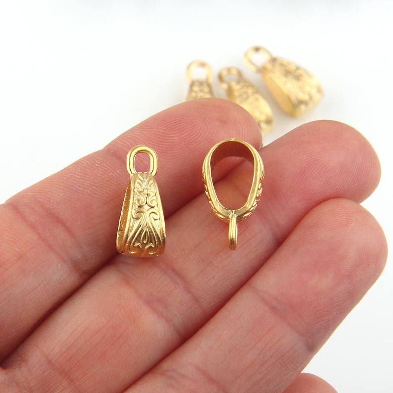 100 Gold Plated Screw Up-Eye Pendant Bails - 8x4mm Jewelry Making Findings GPB023