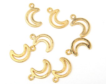 Open Moon-Crescent Charms, 22 Gold Plated, 8 pieces //  GPCh-151