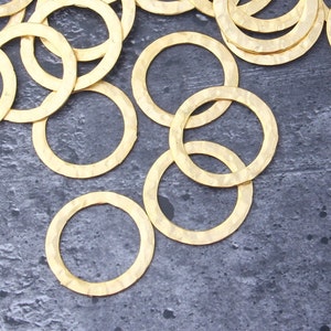 4 Gold Hammered Circle Connector, Hammered Ring Link, Circle Ring Link // GC-612 image 1