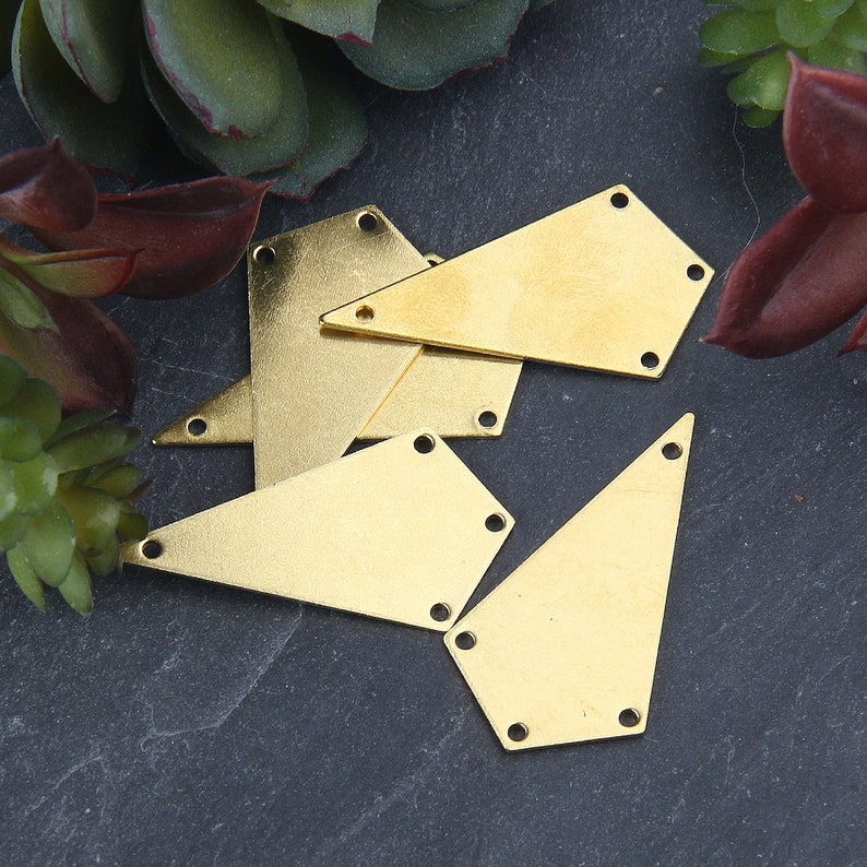 Geometric Raw Brass Connector Raw Brass Link 3 Raw Brass Kita shaped Connector 8x20 mm RAW-067