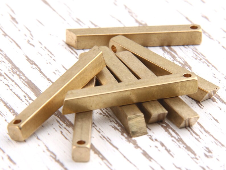 Raw Brass Bar Charms Raw Brass Bar Pendants Industrial Etsy