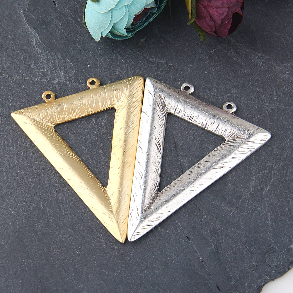 Large Triangle Pendant // Gold Triangle Pendant // Textured