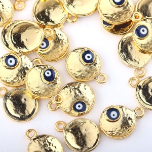 Amuletos de mal de ojo, amuletos de oro de cúpula, amuletos de mal de ojo de cúpula, amuletos de pulsera, amuletos de pendientes, 2 piezas // GCh-407