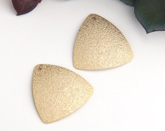 Gold, Laser Cut Sanded Triangle Pendant Charms, 2 pieces // GCh-277