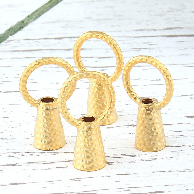 Etched Gold Bead/tassel Cap With Large Loop Tassel Cones Etsy