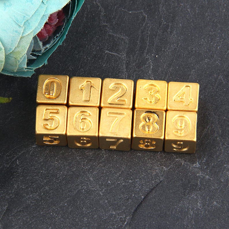 Metal Number Beads, Number Sliders, Number Cube Beads, Bead Sliders, Slider Cube Beads, Pick Your Number, 1 piece // GB-227 image 1