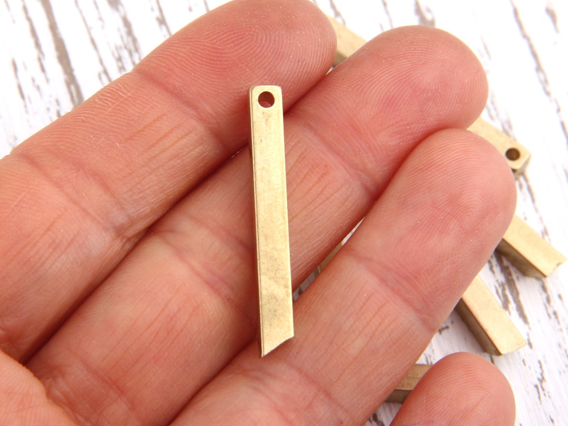 Raw Brass Bar Charms Raw Brass Bar Pendants Industrial Etsy
