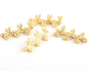 Floral / Leaf Strand Separator Connector, 7 hole,  22k Matte Gold Plated, 4 pieces // GF-092