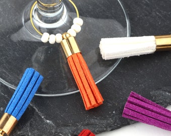 5 Tassel Wine Charm Set, Party Drink Tags, Drink Tags, Gift for Wine Lover, Wine Accessories, Drink Charms, Wine Glass Markers // WCh-018