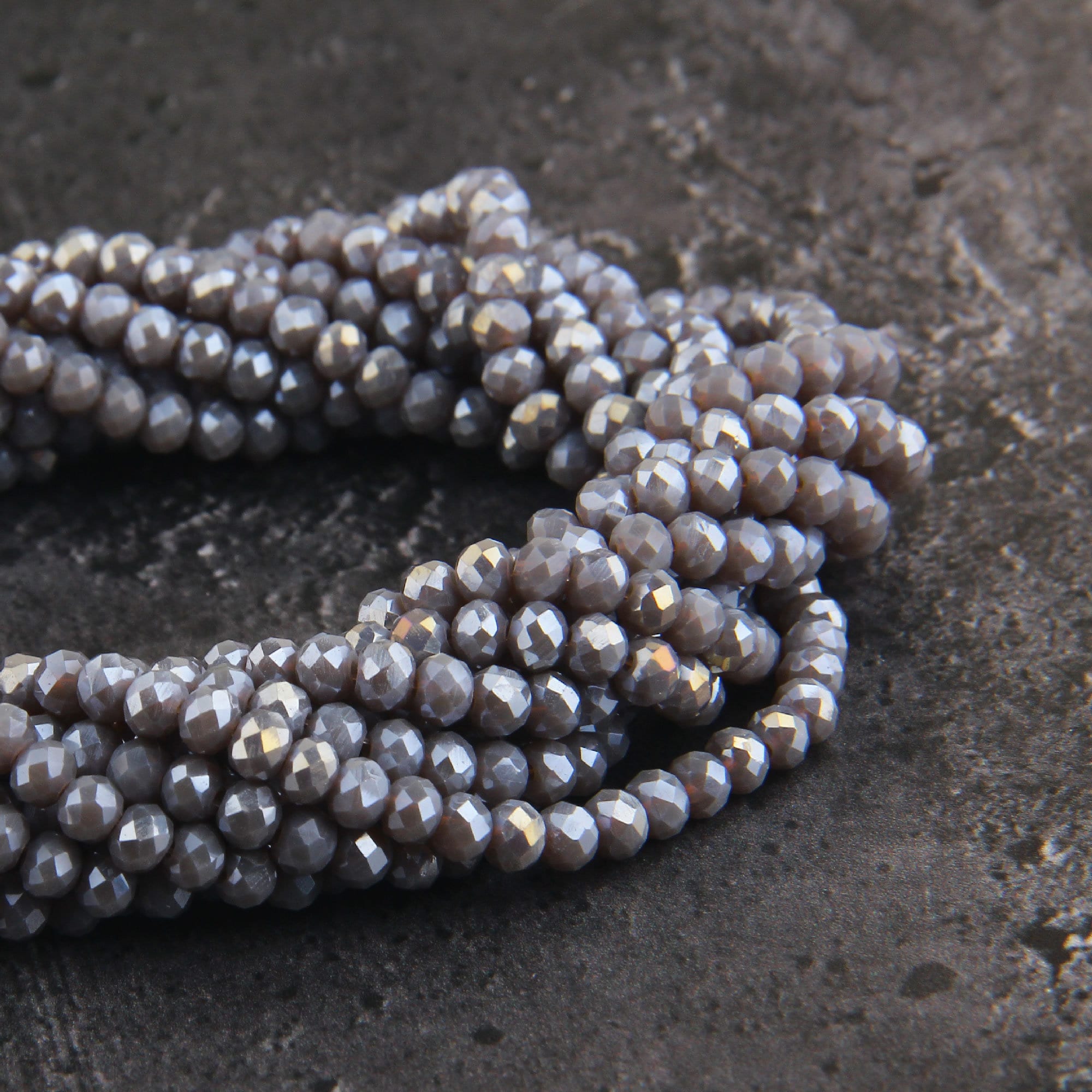 Black Gray Crystal Grey Chinese Crystal Rondelle Rondell 6mm x 4mm 2 Strands Black Gray Crystal Grey Chinese Crystal Rondelle Rondell 6mm x 4mm 2 Strands