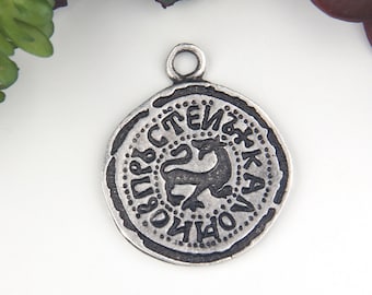 Silver, Replica Ancient Greek Coin Pendant, Coin Pendant, 1 piece // SP-386