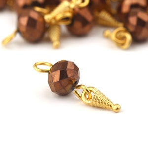 Beaded Dangle Charms, Bead Dangles, Beaded Charms, 8mm Bead Dangles, Handmade Drop Dangles, 6 pieces // BD-144