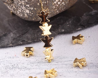 Perles ange, perles dorées brillantes, anges, breloques ange doré, 10 pièces // GB-330