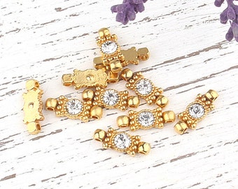 Unusual Rectangular Crystal Connector, Gold, 1 piece // GPC-258