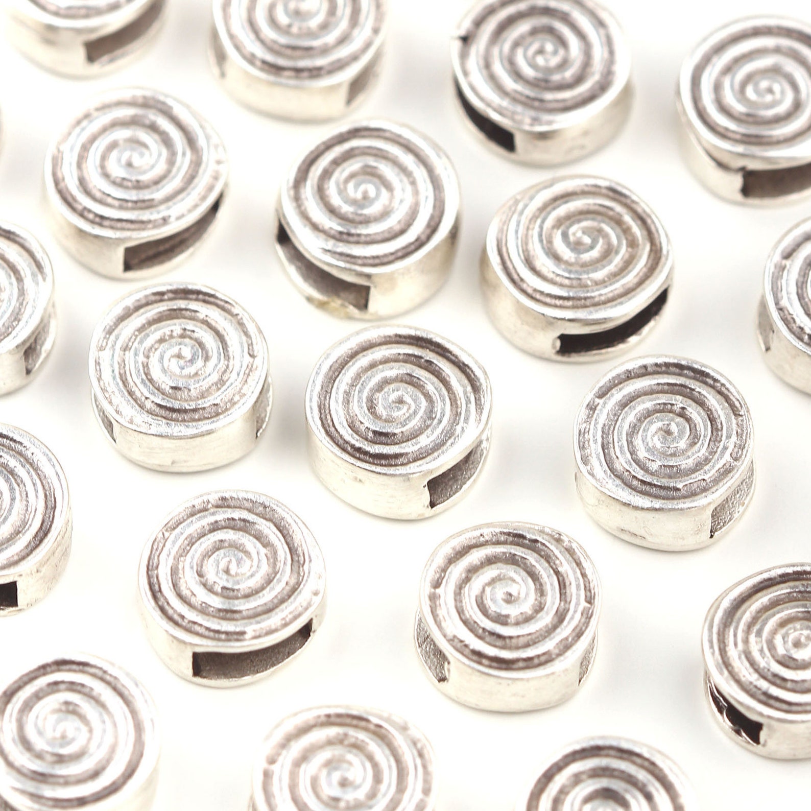 Spiral Slider Bead Silver Bead Sliders Cord Slider Beads Etsy