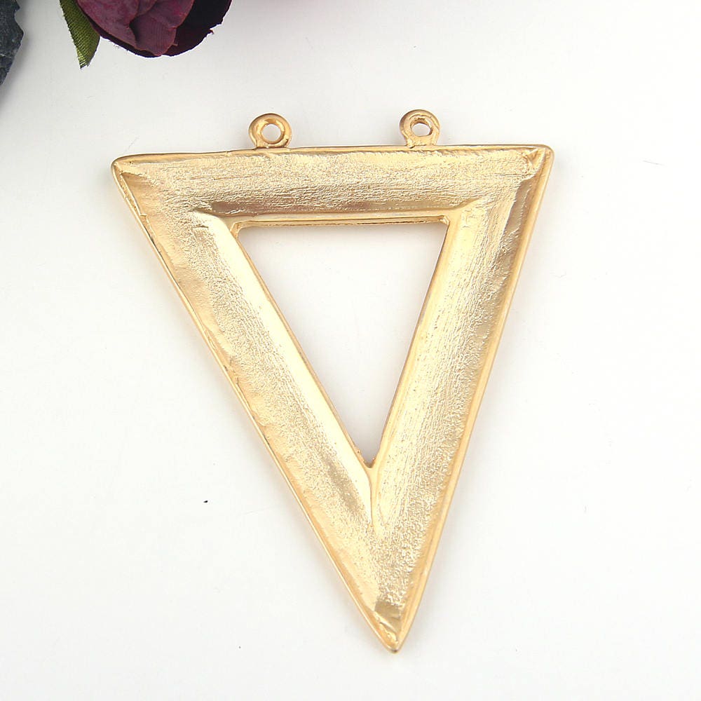 Large Triangle Pendant // Gold Triangle Pendant // Textured