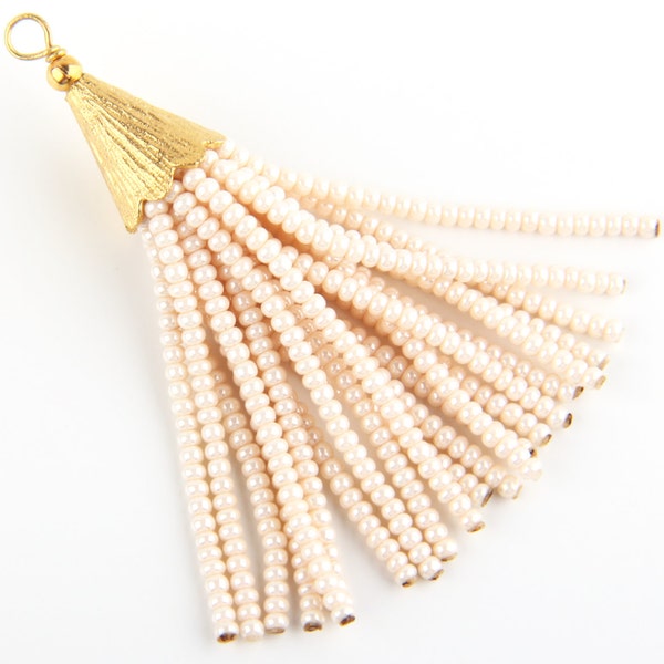 Beaded Tassel, Earring Tassel, Necklace Tassel, Door Knob Tassel, Drawer Knob Tassel, Keychain Tassel, Beaded Fringe, 1 piece // TAS-081