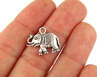 6 Versilberte Elefant Charms, Tier Charms