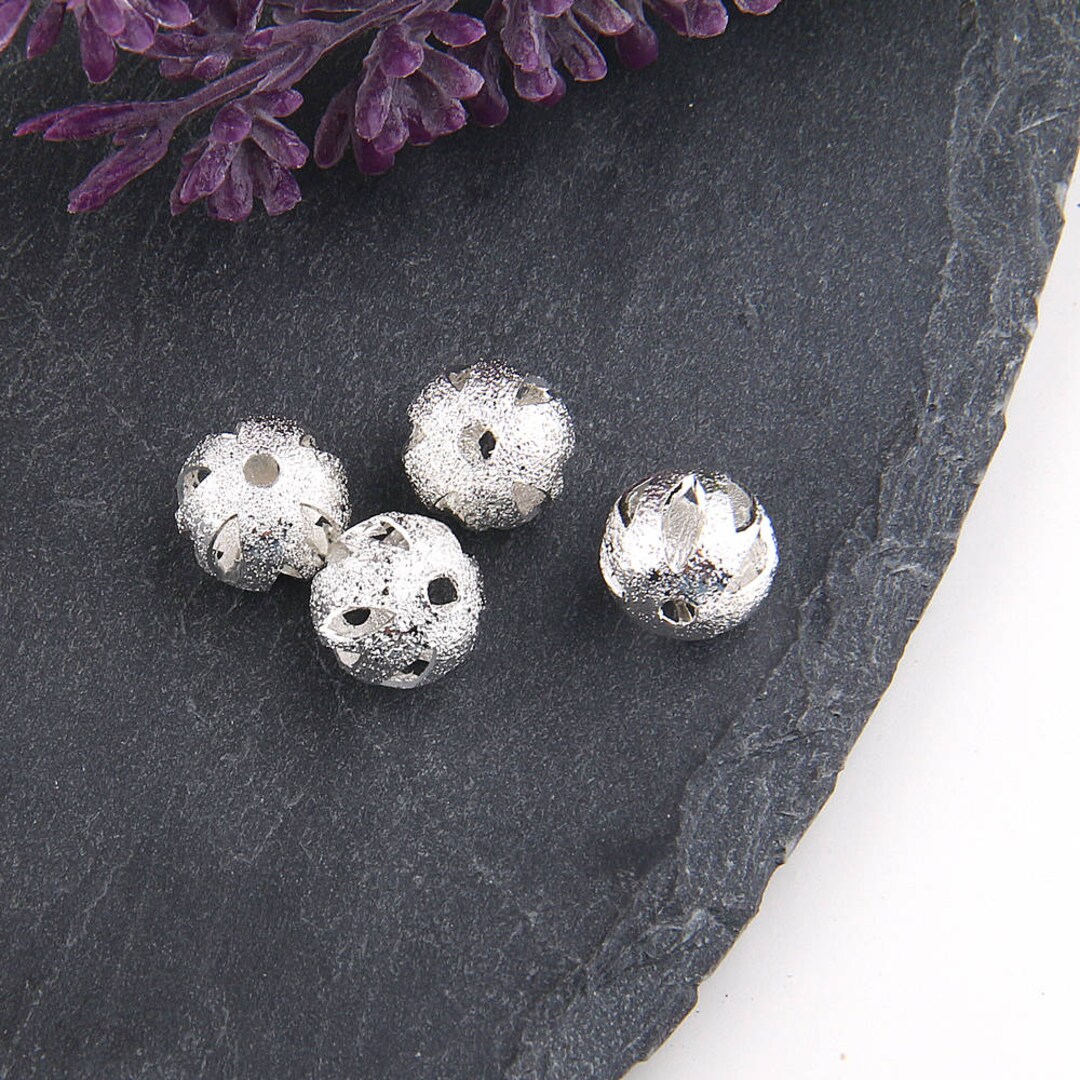 Silver Stardust Laser Cut Ball Beads Laser Beads Laser Cut Etsy