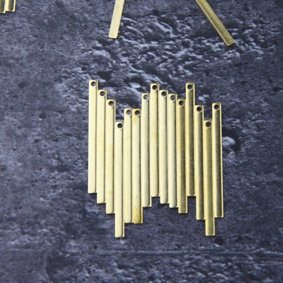 Long Raw Brass Bar Charms Long Bar Name Pendants Stamping Etsy