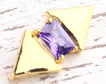 Lilac, Double Triangle Rhinestone Crystal Connector, 1 piece // GC-410
