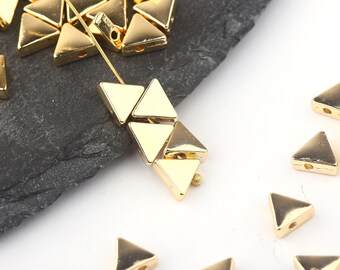 Mini Triangle Beads, Triangle Slider Beads, Geometric Beads, Gold Geometric Sliders, Minimalist Bead Sliders, 10 pieces // GB-340