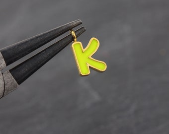 1 Letter K Charm, Enamel Letter Charms, Enamel Alphabet Charms, Letter Pendants, Earring Alphabets, Letter Bracelet Charms // GCh-403