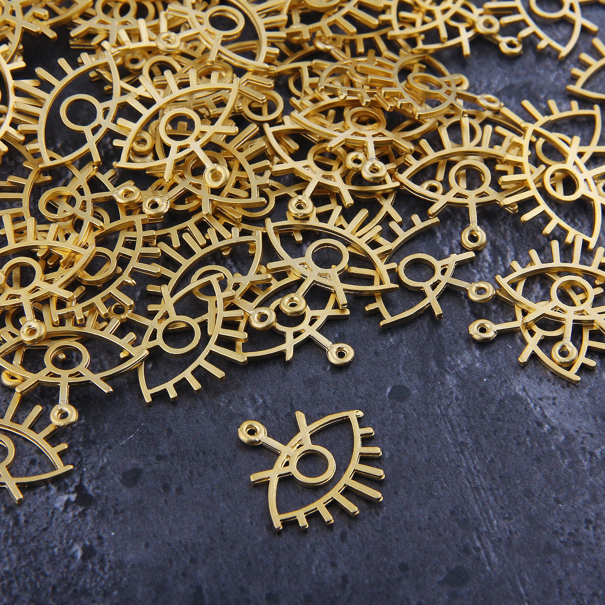 Eye Pendants Golden Eye Pendant Gold Plated Eye Eye Charms Etsy