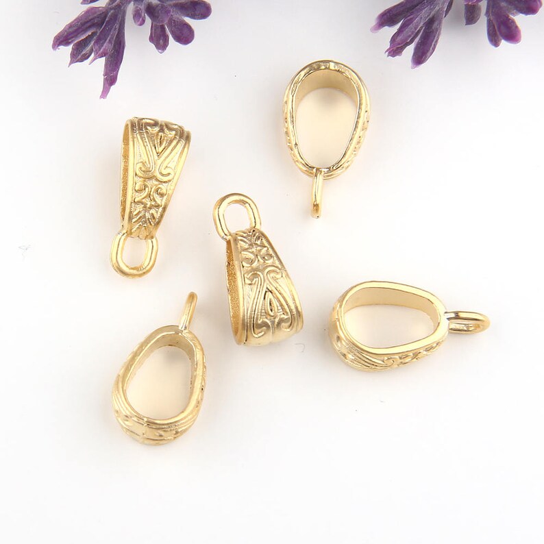 Textured Pendant Bail Sliders Gold Pendant Bails Gold Bails Etsy
