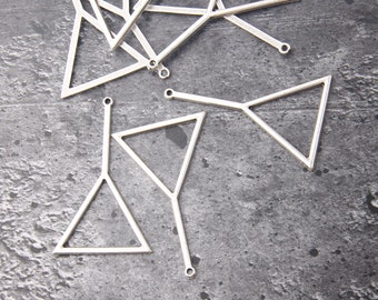 Open Triangle Bezel, Epoxy Pendant, Bezel for Epoxy Pendant, Silver Bezel, Resin Bezel, Bezel Blanks, 2 pieces // SP-470