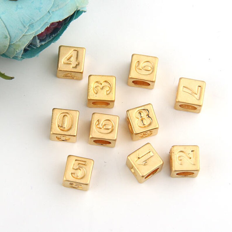 Metal Number Beads, Number Sliders, Number Cube Beads, Bead Sliders, Slider Cube Beads, Pick Your Number, 1 piece // GB-227 image 3