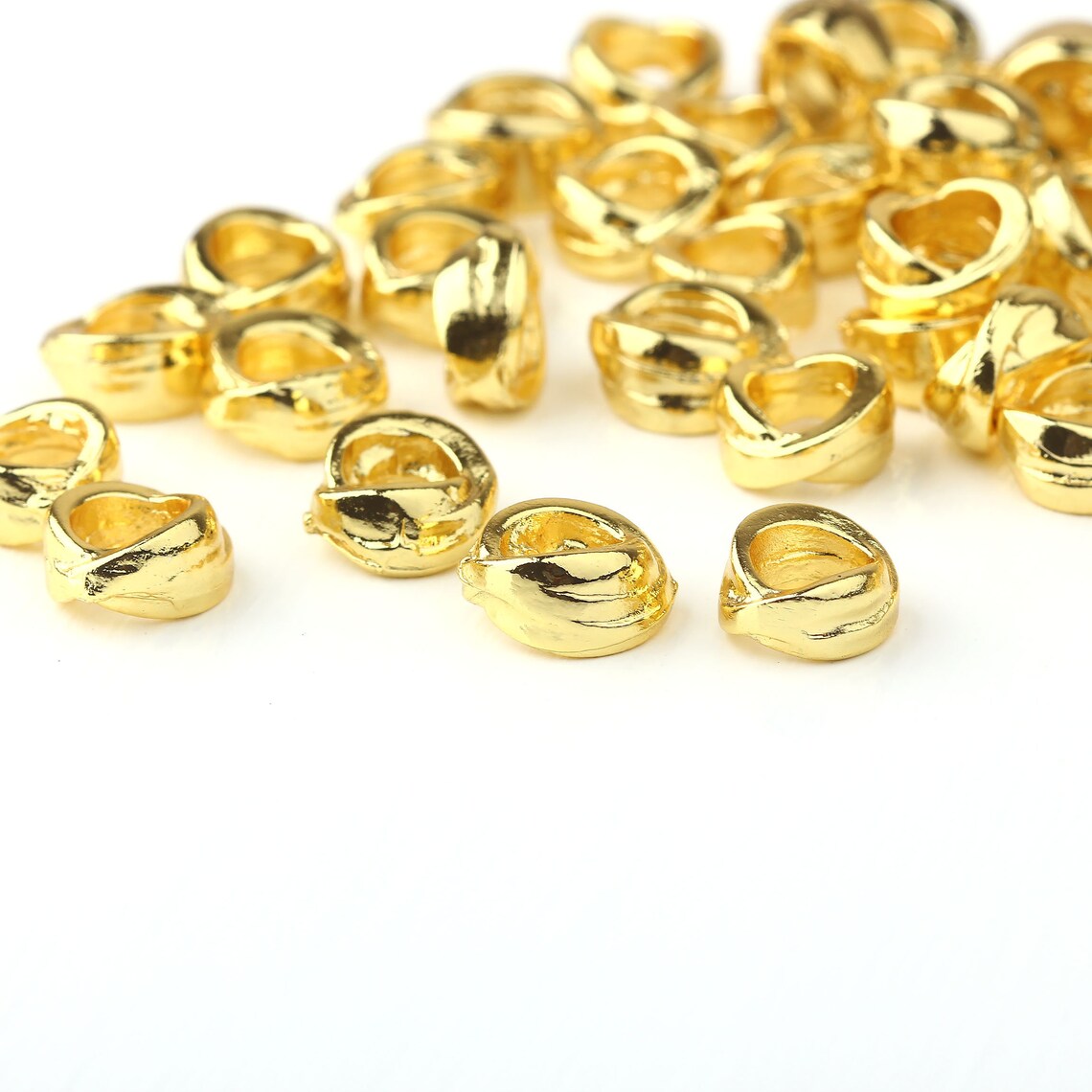 Shiny Gold Beads Slider Beads Bead Spacers Twisted Gold Etsy UK