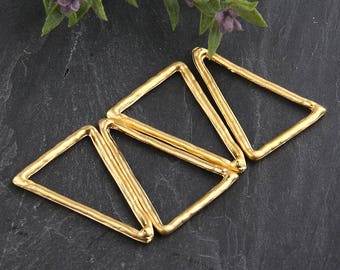 Gold, Triangle Connector Pendant, Geometric Link, Minimalist Pendant, Jewelry Supplies, 4 pieces //  GC-459