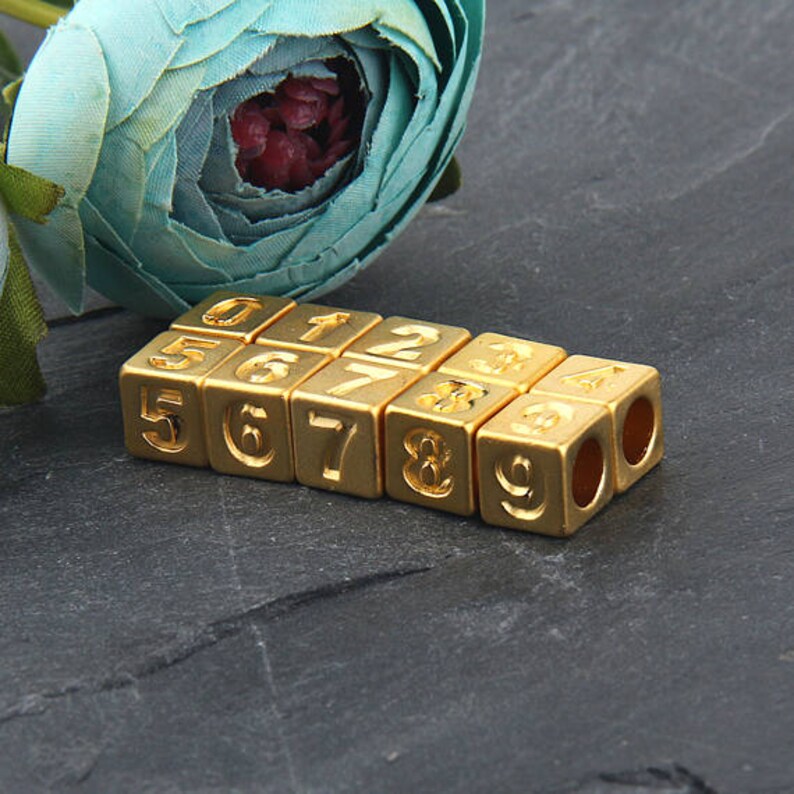 Metal Number Beads, Number Sliders, Number Cube Beads, Bead Sliders, Slider Cube Beads, Pick Your Number, 1 piece // GB-227 image 4