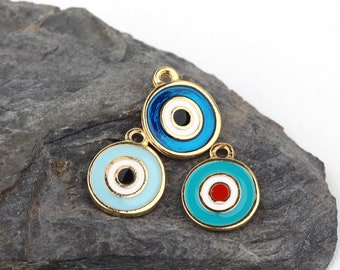 Enamel Evil Eye Pendant, Evil Eye Charms, Colored Evil Eye Charms, Enamel Eye Charms, Protective Pendants, 1 piece // GP-770