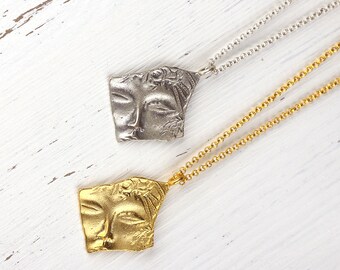 Replica Ancient Sleeping Beauty Pendant, 22k Matte Gold Plated, 1 piece // GP-382