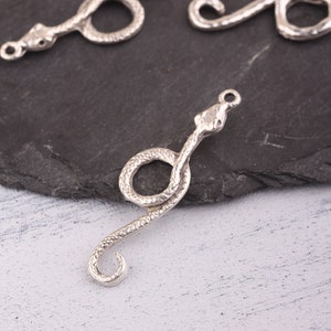 Silber Schlangen Anhänger, Silberner Schlangen Anhänger, Tier Anhänger, Schlangen Schmuck, 1 Stück // SP-498
