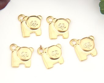 Gold, Animal Charms, Panda Charms, 5 pieces //GCh-299