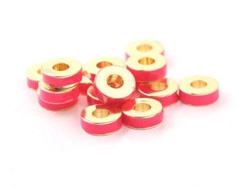 Enamel Heishi Beads, Enamel Flat Disc Spacers, Enamel Flat Spacers, Wrap Bracelet Beads, Choker Beads, 2 pieces // GB-348