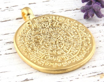 Replica Gold Greek Phaistos Disc Pendant, Ancient Pendant, 1 piece // GP-424