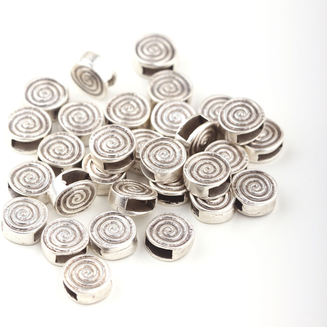 Spiral Slider Bead Silver Bead Sliders Cord Slider Beads Etsy