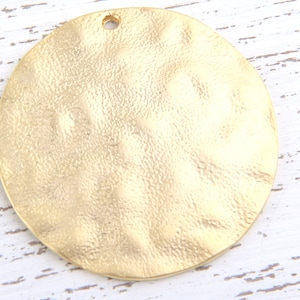 Large Round Dome Shaped Hammered Gold Pendant, 45 mm, 1 piece // GP-444 image 1