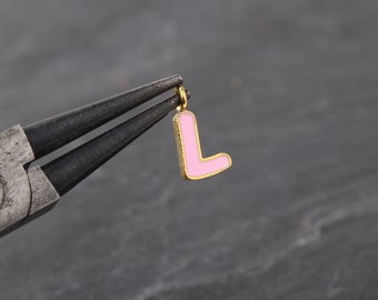 1 Letter L Charm, Enamel Letter Charms, Enamel Alphabet Charms, Letter Pendants, Letter Tag Charms, Letter Bracelet Charms // GCh-403