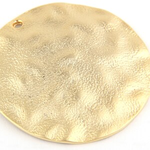 Large Round Dome Shaped Hammered Gold Pendant, 45 mm, 1 piece // GP-444 image 3