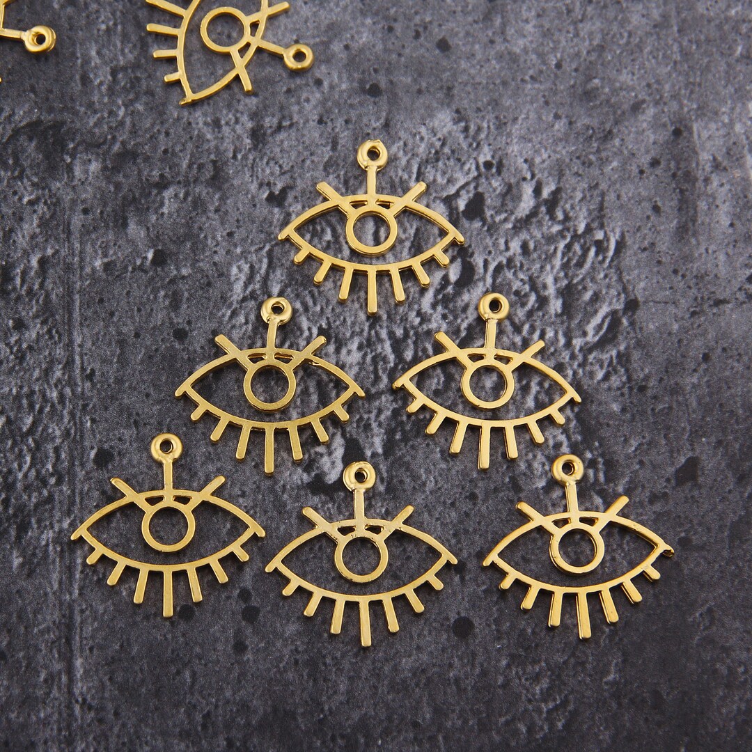 Eye Pendants, Golden Eye Pendant, Gold Plated Eye, Eye Charms, Evil Eye