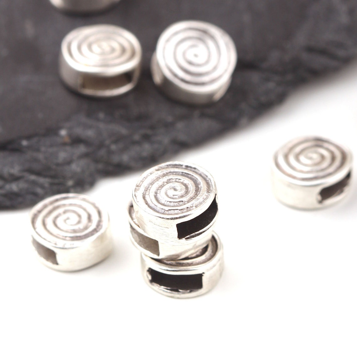 Spiral Slider Bead Silver Bead Sliders Cord Slider Beads Etsy