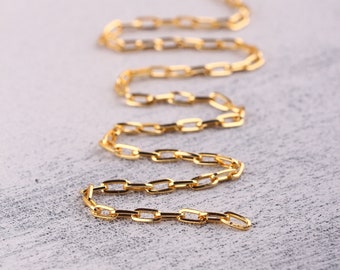 Chunky Twisted Chain Necklace 3.0mm French Rope Chain 1 Meter Gold Plated over Brass Craft Supplies CH0324-PG