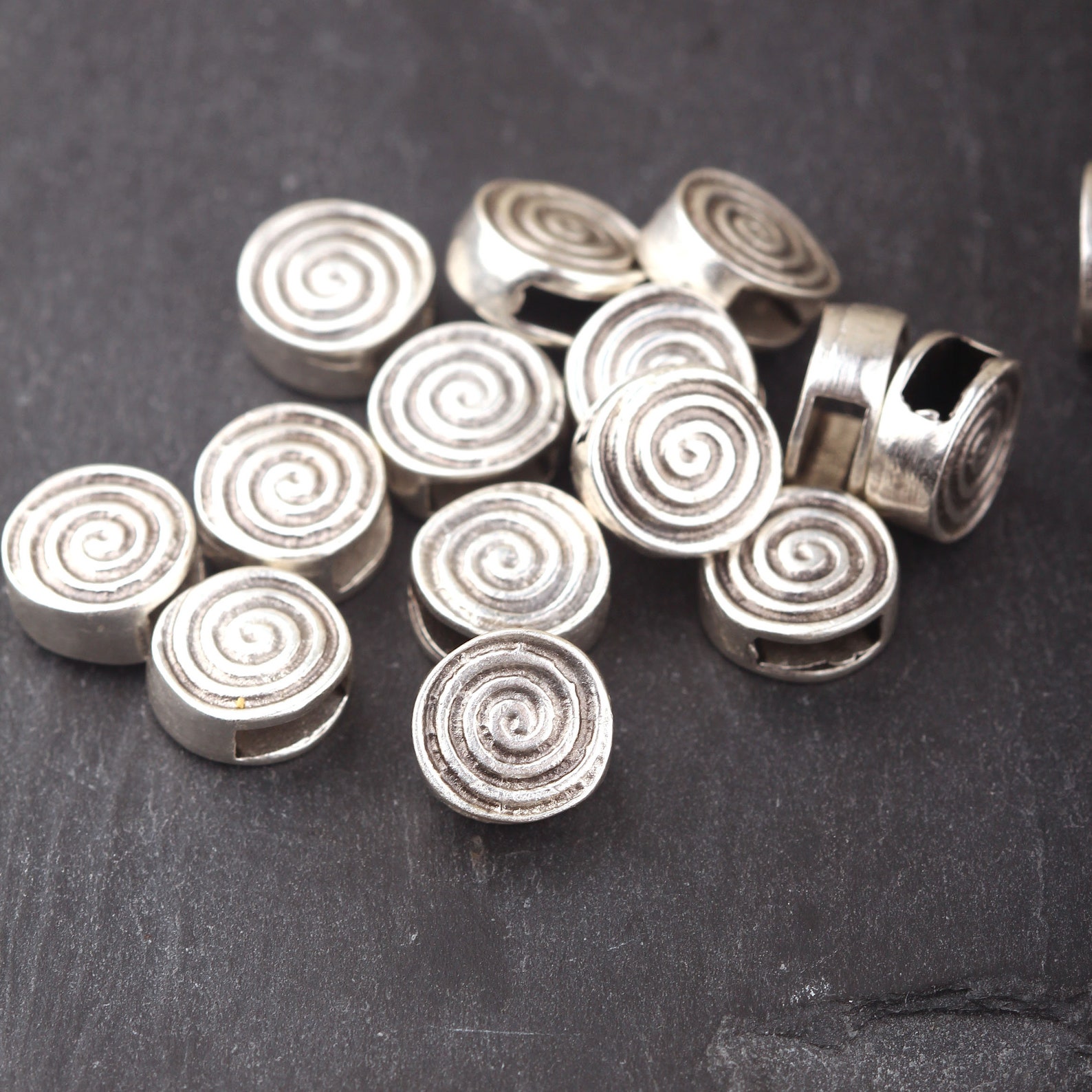 Spiral Slider Bead Silver Bead Sliders Cord Slider Beads Etsy